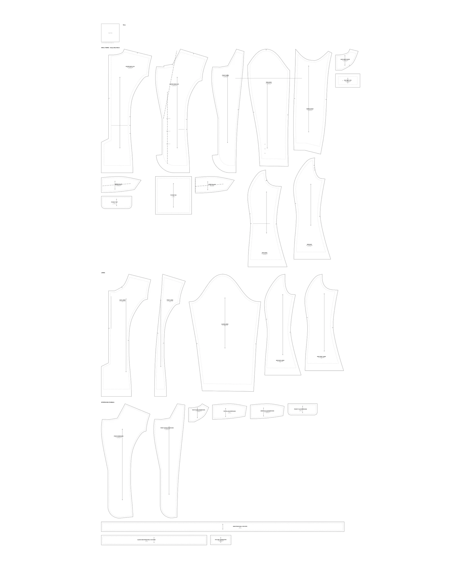Pattern pieces for Midnight Navy Structured Blazer